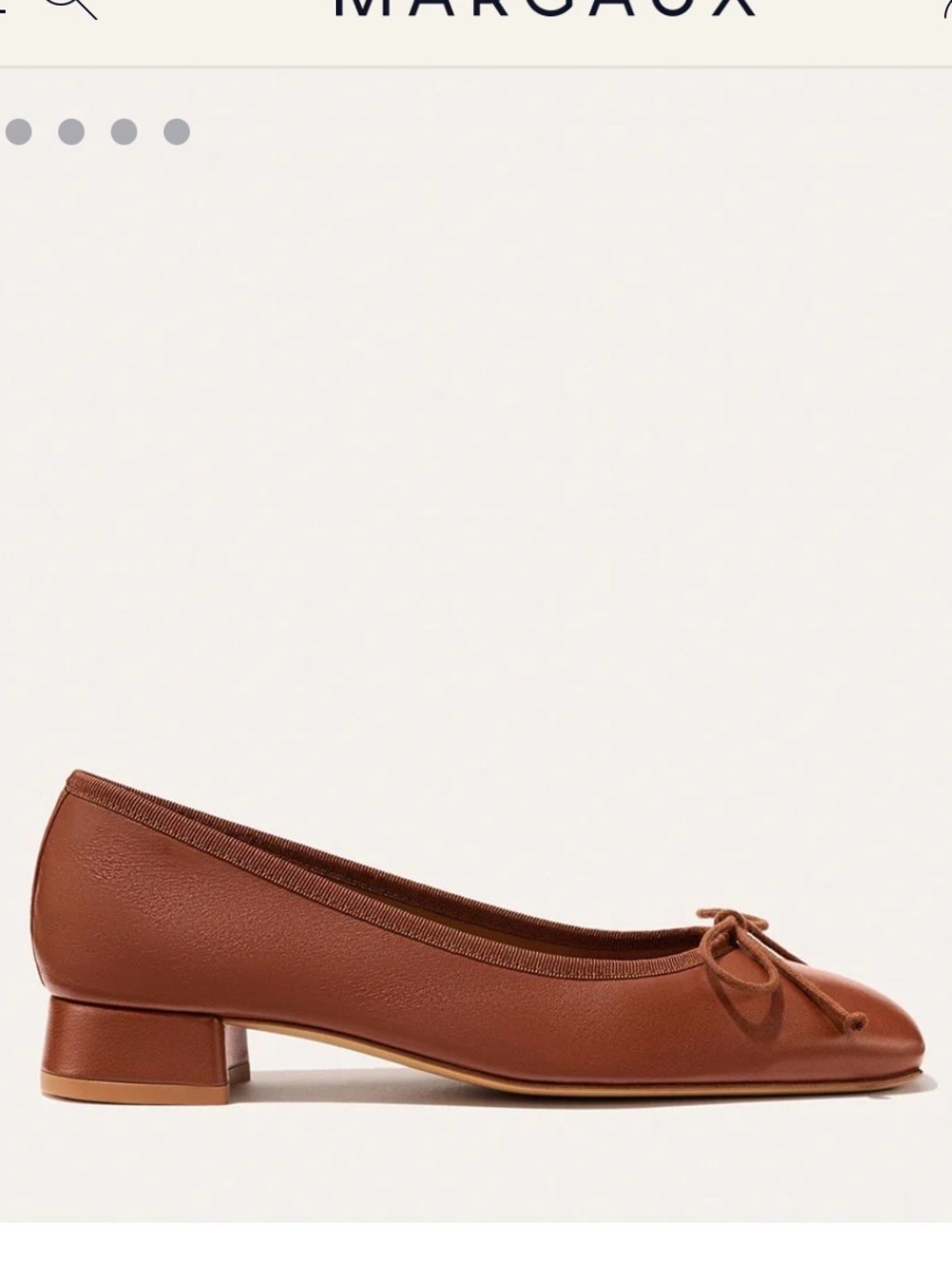 Margaux Cognac Leather Ballet Flat with Low Block Heel